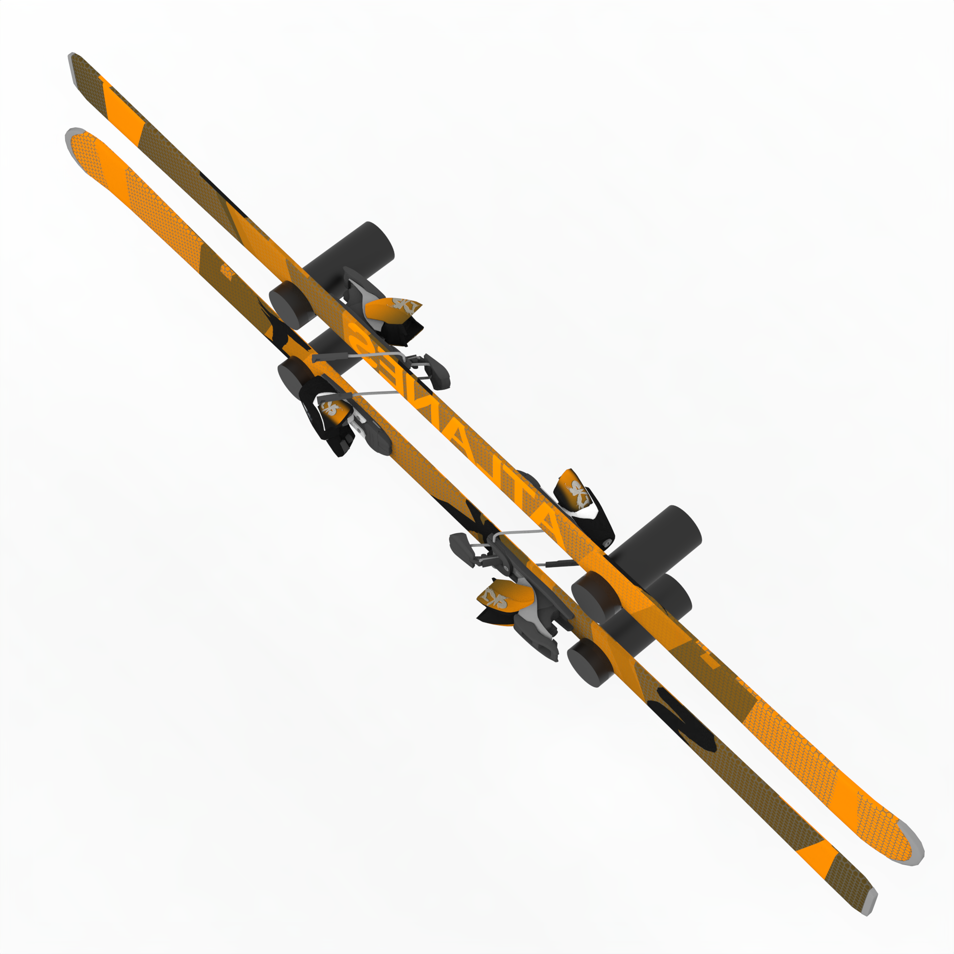 Multiple skis displayed with AXIS wall mounts