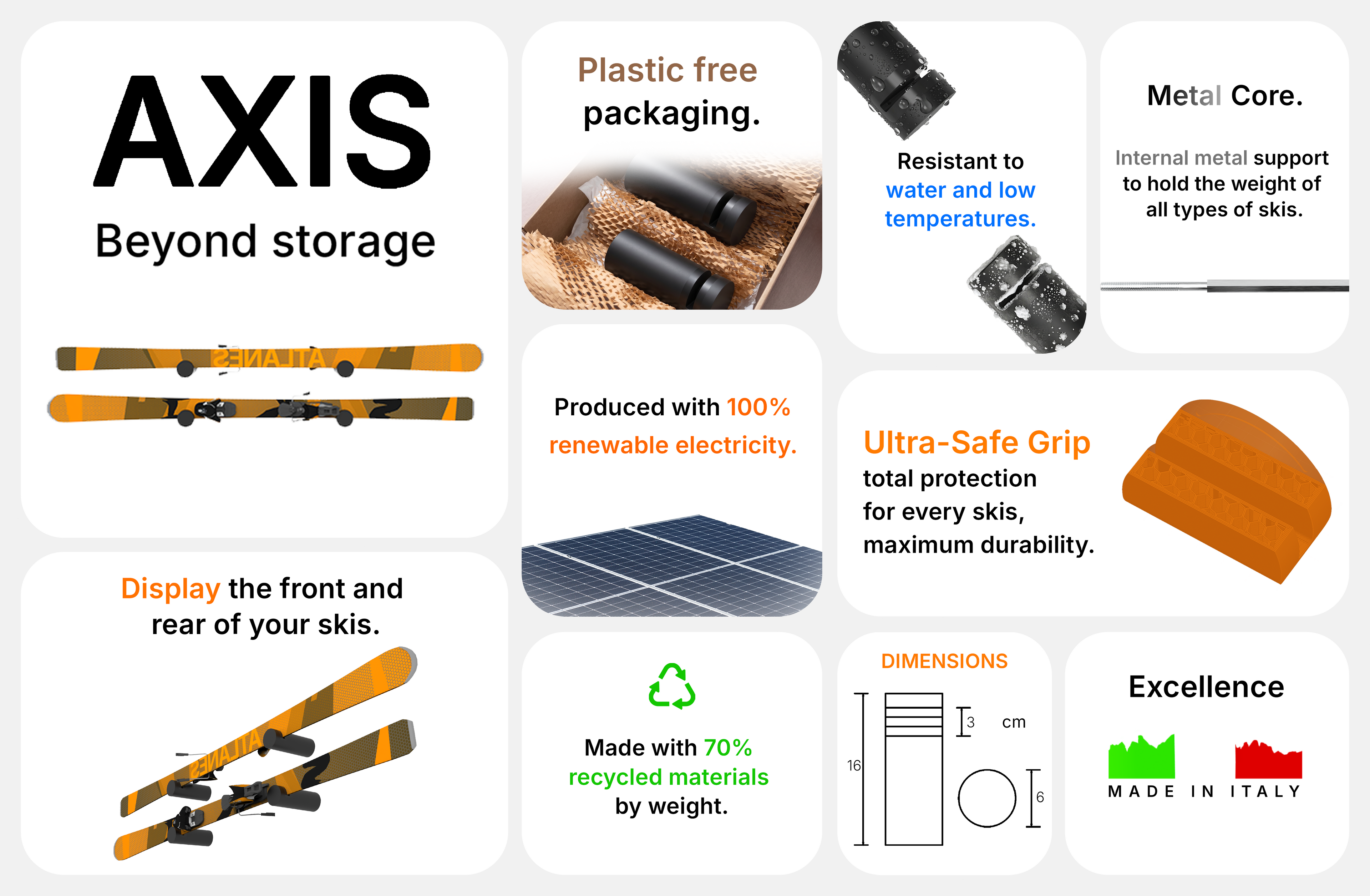 ATLANES AXIS ski wall mount design detail