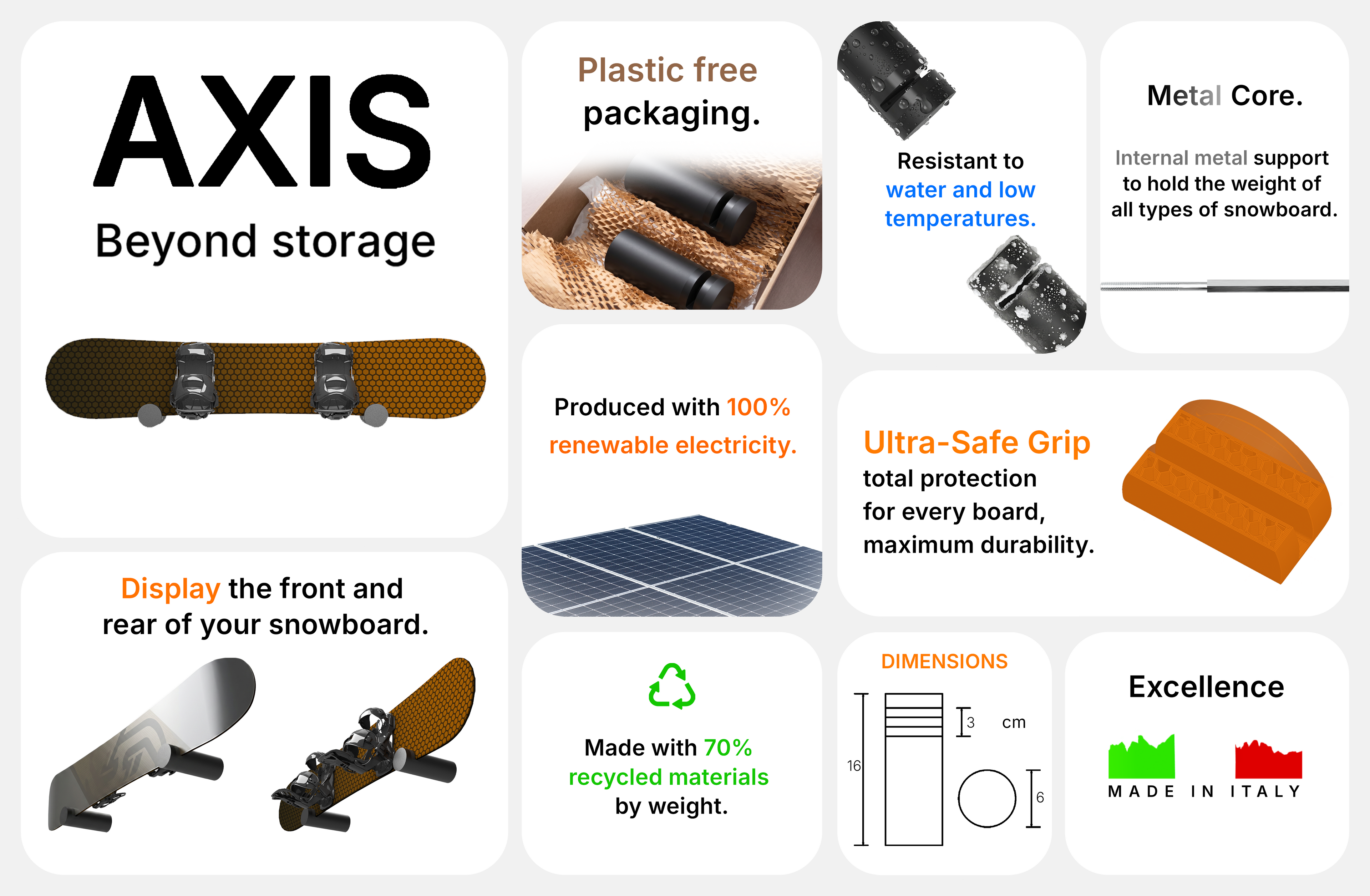 ATLANES AXIS snowboard wall mount design detail