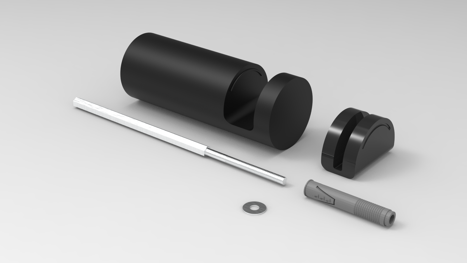 Componenti del supporto Axis Snowboard: Axis in PETG, core metallico e tassello